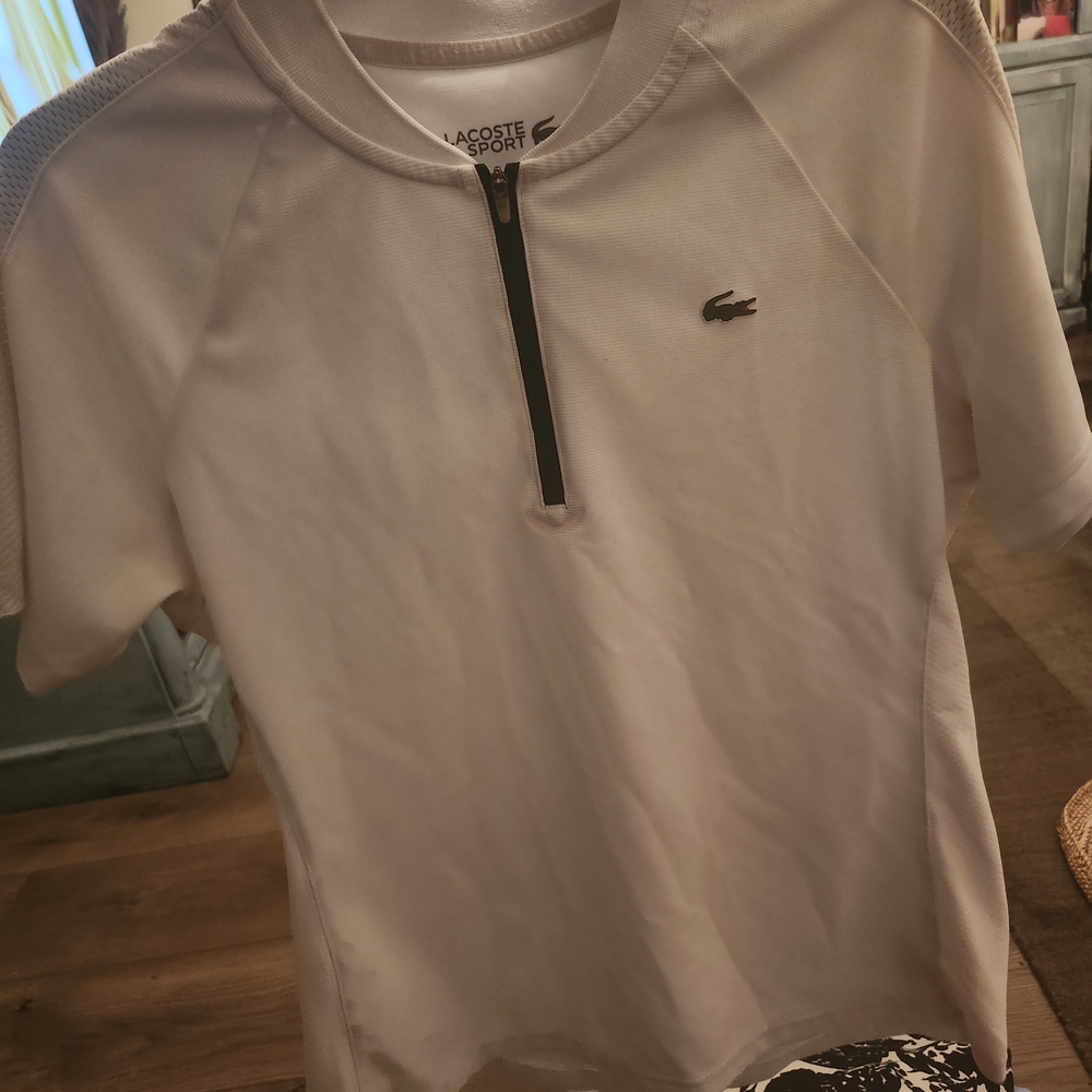 Lacoste Cream Zip Polo Shirt